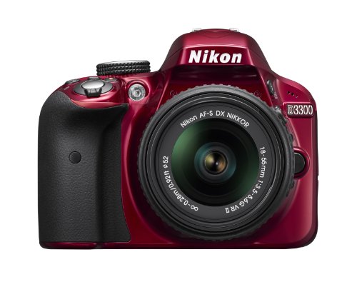 Nikon D3300 1533 24.2 MPCMOSデジタル一眼レフオートフォーカス付き-SDX NIKKOR 18-55mm f / 3.5-5.6G VRIIズームレンズ-赤