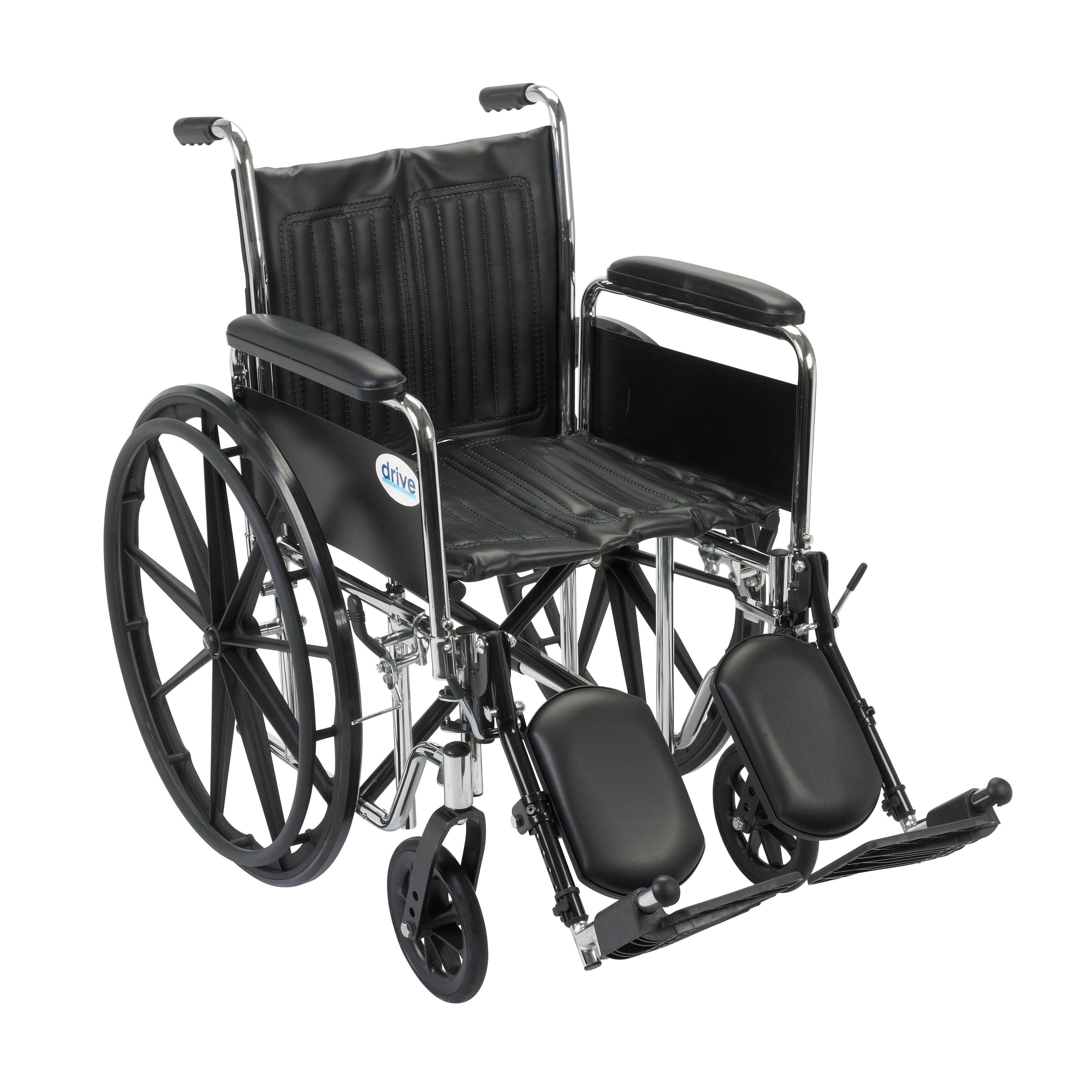 Drive Medical さまざまなアームスタイルとフロントリギングオプションを備えたクロームスポーツ車椅子、ブラックとクローム、18フィート