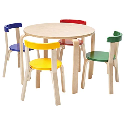 ECR4Kids 曲げ木の湾曲した背もたれの椅子とテーブル家具セット、家庭、保育園、教室用のプレミアムキッズテーブルと椅子セット ?