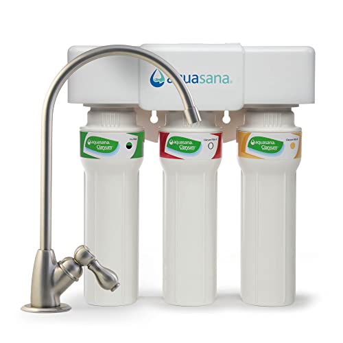  Aquasana 段階最大流量クラリュム アンダー シンク水フィルター システム - キッチン カウンター クラリュム濾過 - 塩素を 99% フィルター - ブラッシュ...