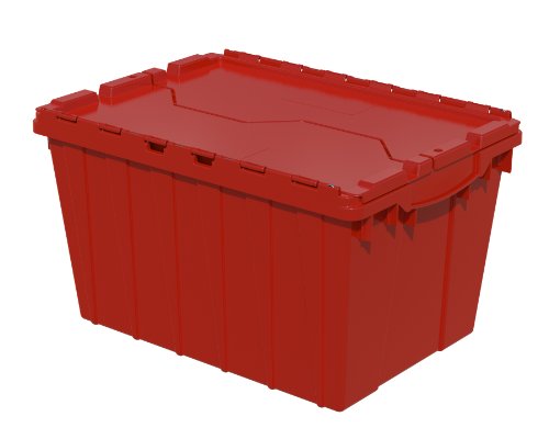 Akro-Mils 39120工業用プラスチック製収納トート、ヒンジ付き蓋付き、（21インチL x15インチWx 12インチH）、赤、（6パック）