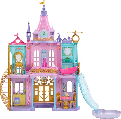 Mattel ディズニープリンセスのおもちゃ、ライトとサウンド付き高さ4フィートの究極の城、3レベル、10のプ...