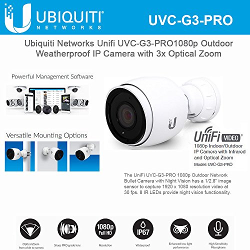 Ubiquiti Networks Ubiquiti Network UniFi UVC-G3-PRO 1080p屋外耐候性IPカメラ（3倍光学ズーム付き）