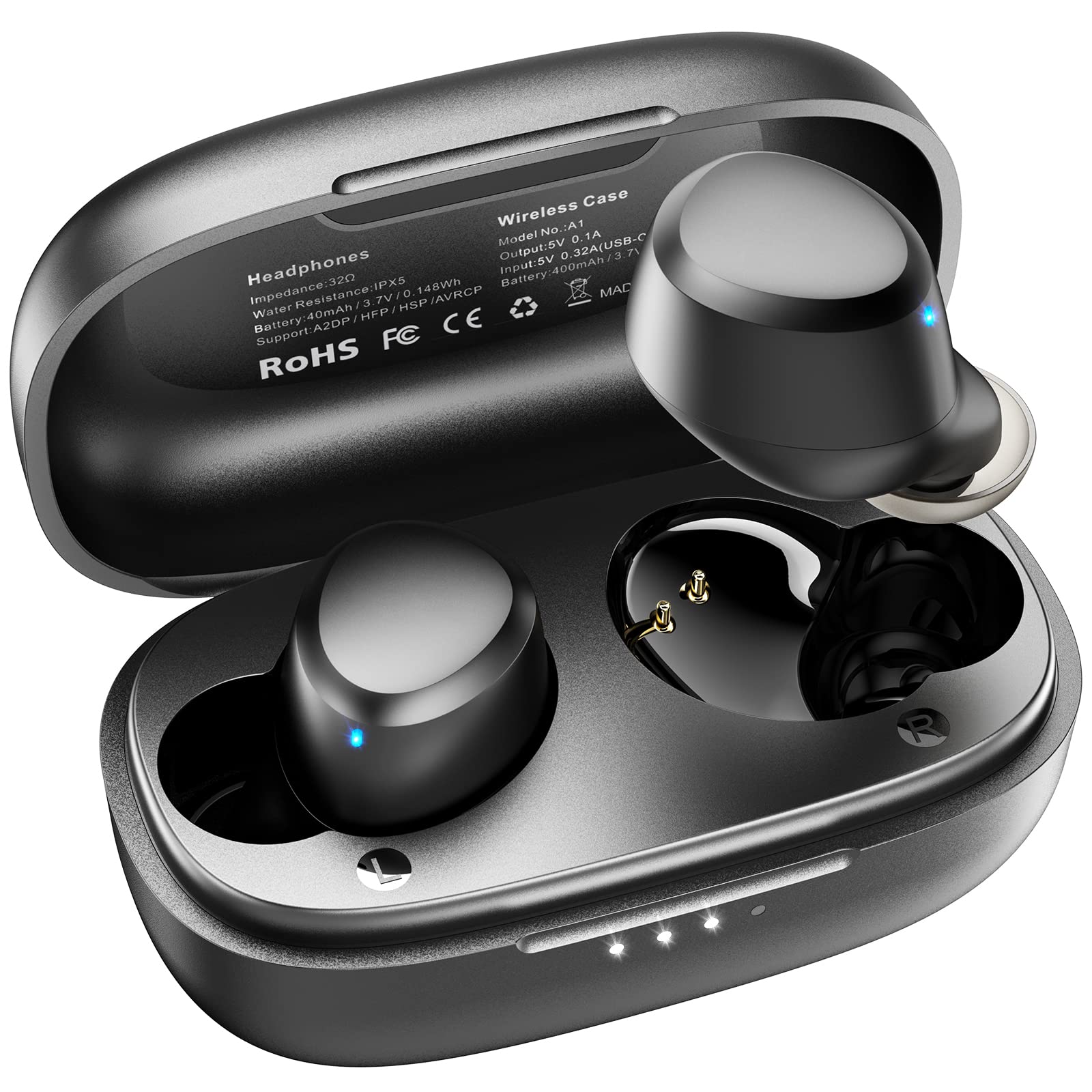  TOZO A1 ミニワイヤレスイヤホン Bluetooth 5.3 インチ耳軽量ヘッドフォン内蔵マイク、IPX5 防水、没入型プレミアムサウンド長距離接続ヘッドセット、充...