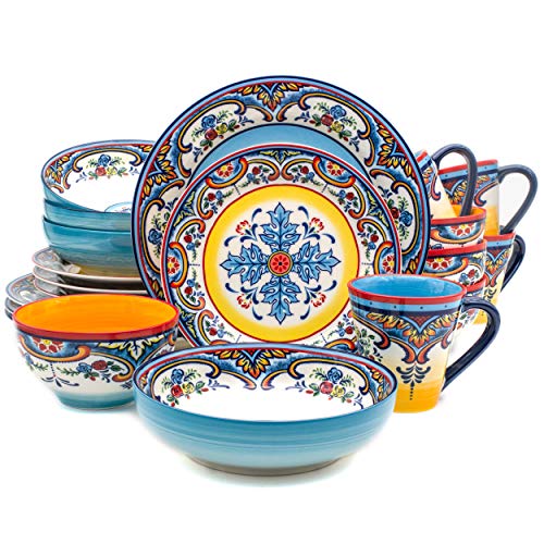 Euro Ceramica Zanzibarコレクション活気に満ちた20ピースオーブンセーフストーンウェア食器...
