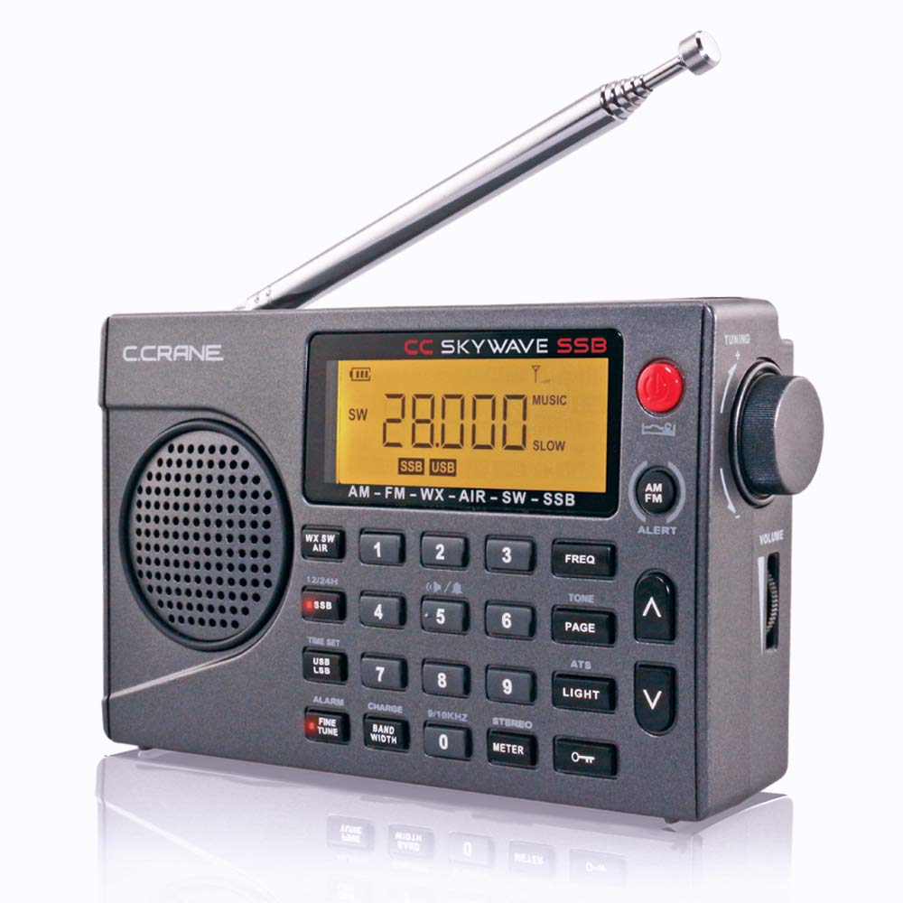 C. Crane CC Skywave SSB AM、FM、短波、NOAA 天気予報 + アラート、スキャン可能な VHF 航空帯域および単側波帯小型電池式ポータブル旅行ラジオ