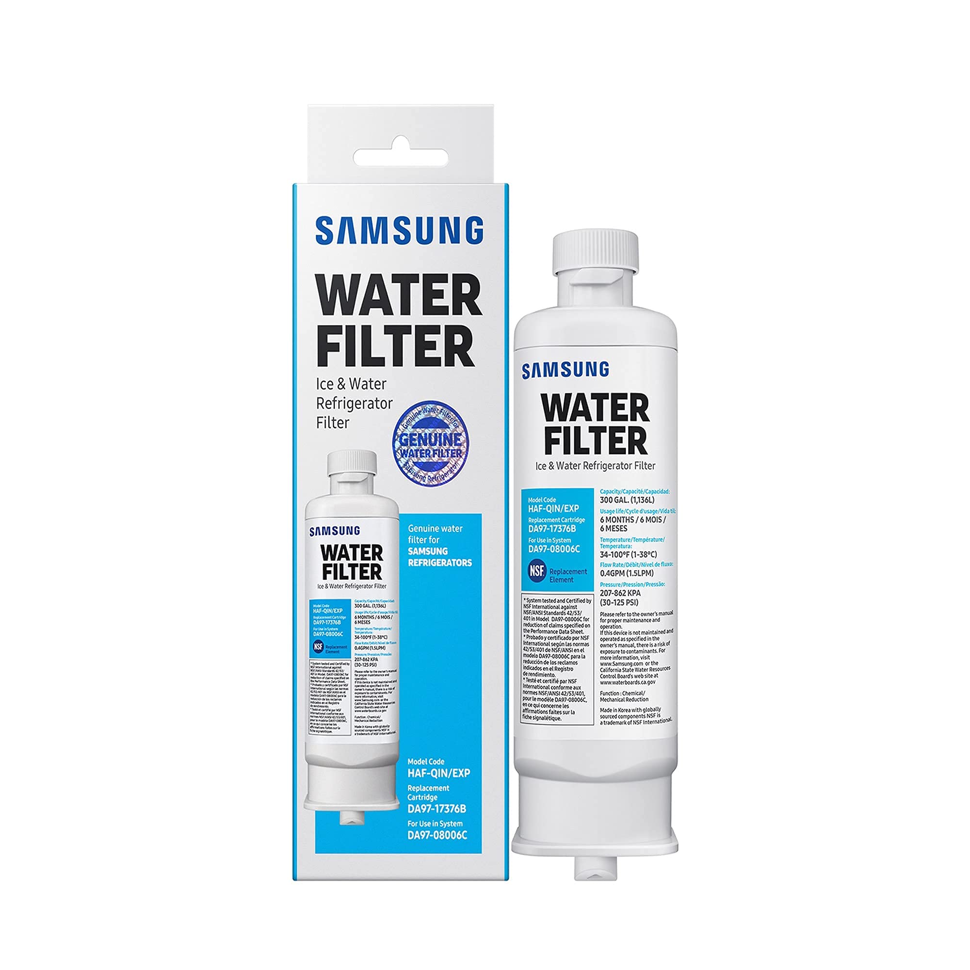 Samsung 冷蔵庫の水と氷用の純正フィルター、カーボンブロックろ過で清潔で透明な飲料水...