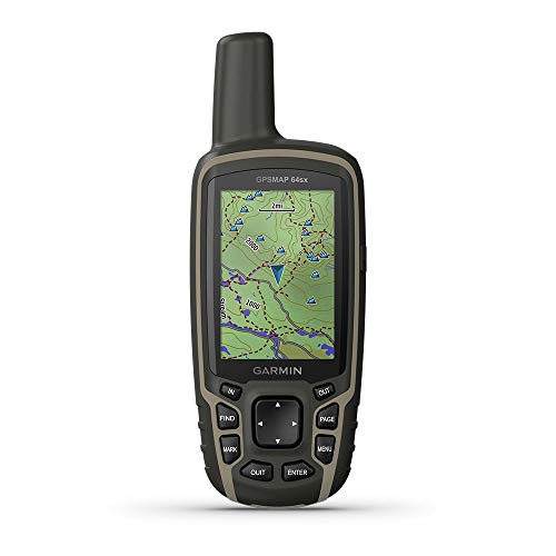 Garmin GPSMAP 64sx、高度計とコンパス付きハンドヘルド GPS、TopoActive マップ搭載、ブラック/タン