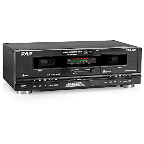  Pyle デュアル ステレオ カセット テープ デッキ - MP3 音楽コンバーター付きクリア オーディオ ダブル プレーヤー レコーダー システム、録音、ダビ...