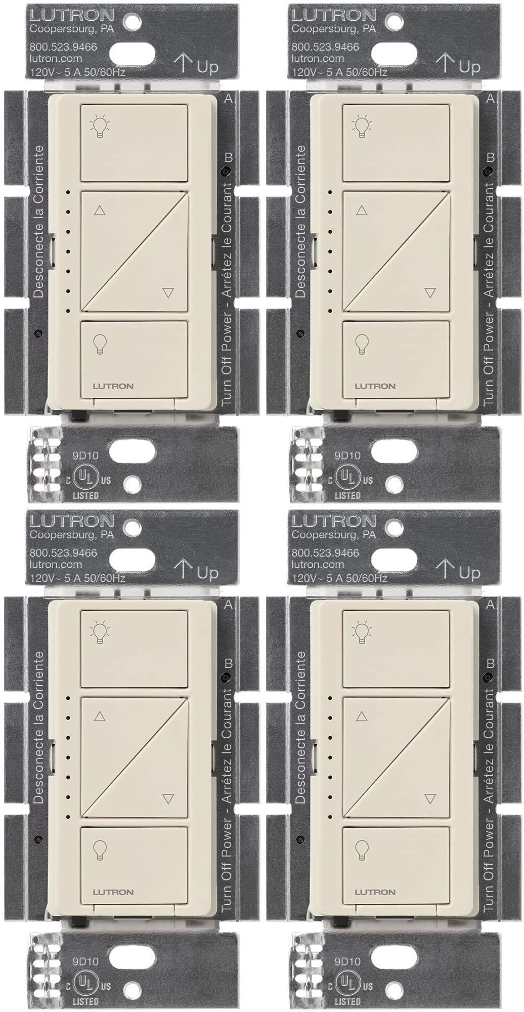 Lutron Caseta 壁および天井用ワイヤレススマート調光スイッチ、PD-6WCL-LA、ライトアーモン...
