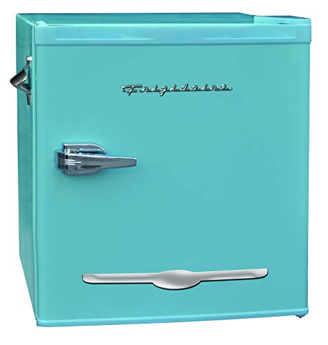 Frigidaire EFR176-BLUE 1.6立方フィートのブルーレトロ冷蔵庫、サイド栓抜き付き。オフィス、寮の部屋、またはキャビンに