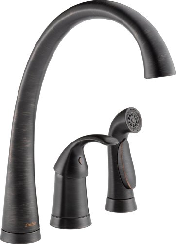 Delta Faucet Pilar シングルハンドルキッチンシンク蛇口、マッチング仕上げのサイドスプレー付き、ベネチアンブロンズ 4380-RB-DST