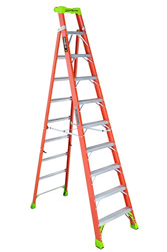Louisville Ladder 10フィートグラスファイバークロスステップステップ/シェルフラダー、容量300ポンド、タイプIA、オレンジ、FXS1510
