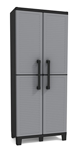 keter ドアと棚付き収納キャビネット - ガレージや地下室の整理に最適、グレー