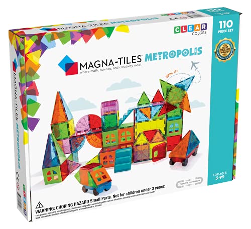  Magna-Tiles Metropolisセット、クリエイティブなオープンエンド遊びのためのオリジナル磁気建築タイル、3歳以上の子供向け知育玩具+ (110ピース)2、マル...