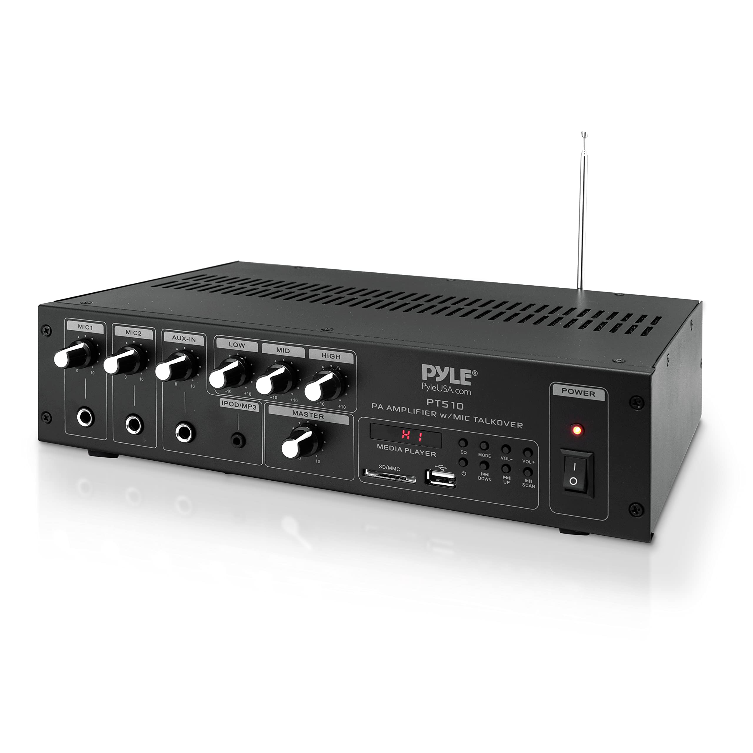  Pyle ホームオーディオパワーアンプミキサー - 240W 5チャンネルサウンドステレオエンターテイメントレシーバーボックス、FMラジオアンテナ、USB、RCA...