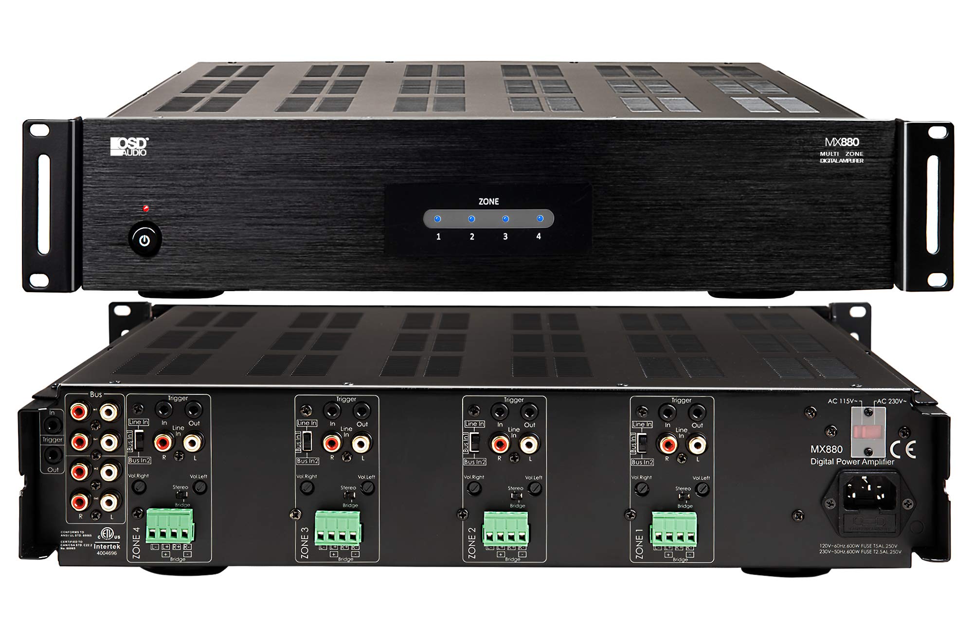 OSD Audio デジタルアンプ、80W/チャンネル、分散オーディオおよびホームシアター