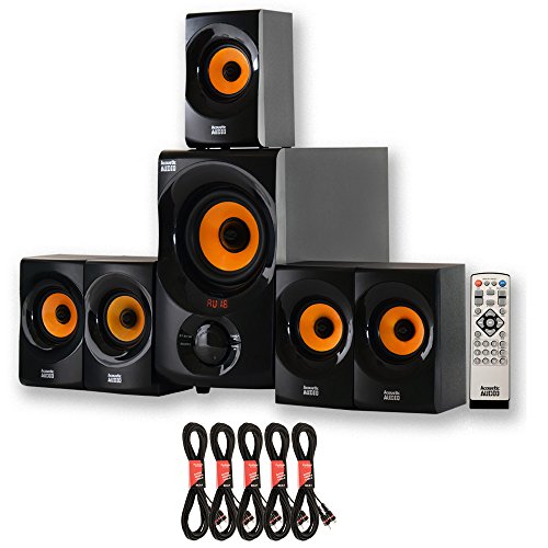 Acoustic Audio by Goldwood Acoustic Audio AA5170 ホームシアター 5.1 Bluetooth スピーカー システム、FM および 5 延長ケーブル付き、ブラック