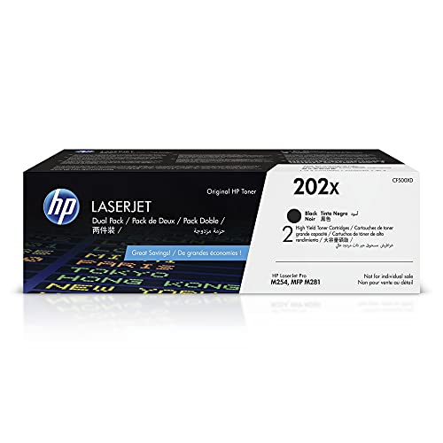 HP オリジナル 202X ブラック高収量トナー カートリッジ (2 パック) | Color LaserJet Pro M254、Color LaserJet Pro MFP M281 シリーズで動作 | CF500XD