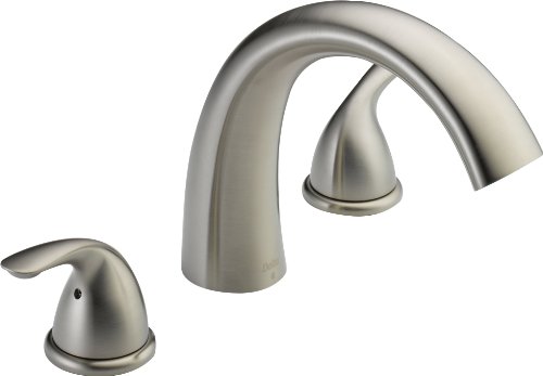 Delta Faucet クラシック 2 ハンドル ワイドスプレッド ローマン浴槽蛇口トリムキット、デッキマウント、ステンレス T2705-SS (バルブは含まれません)