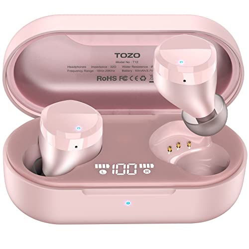TOZO T12 ワイヤレス イヤホン Bluetooth ヘッドフォン プレミアム忠実度音質 ワイヤレス充電...