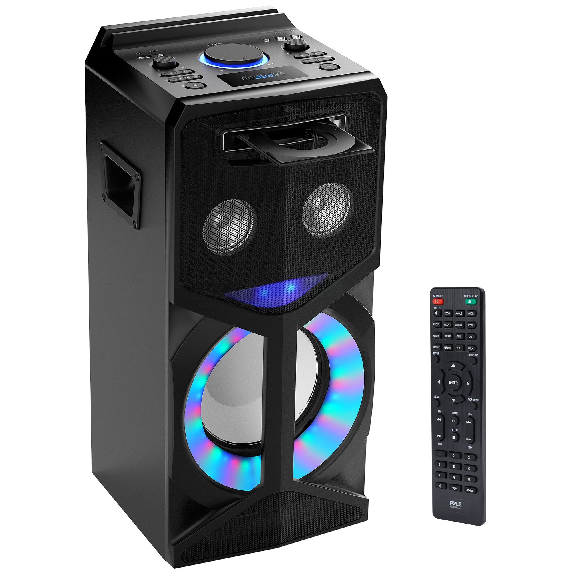  Pyle Karaoke Vibe PA Bluetooth オーディオ ビデオ/DVD スピーカー システム - テレビ、プロジェクター用 800W マルチメディア CD/DVD プレーヤー、FM、USB、MIC、A...