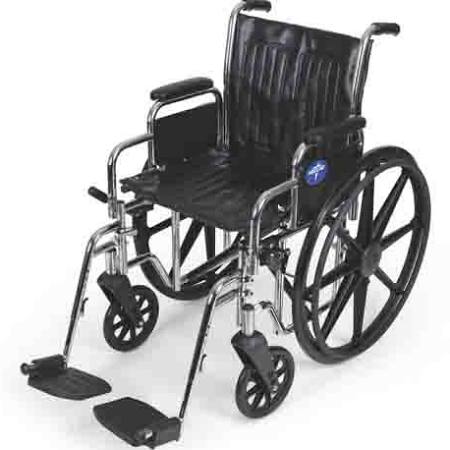 Medline Excel 2000車椅子、20フィート幅のシート、デスクレングスアーム、昇降フットレスト、ク...