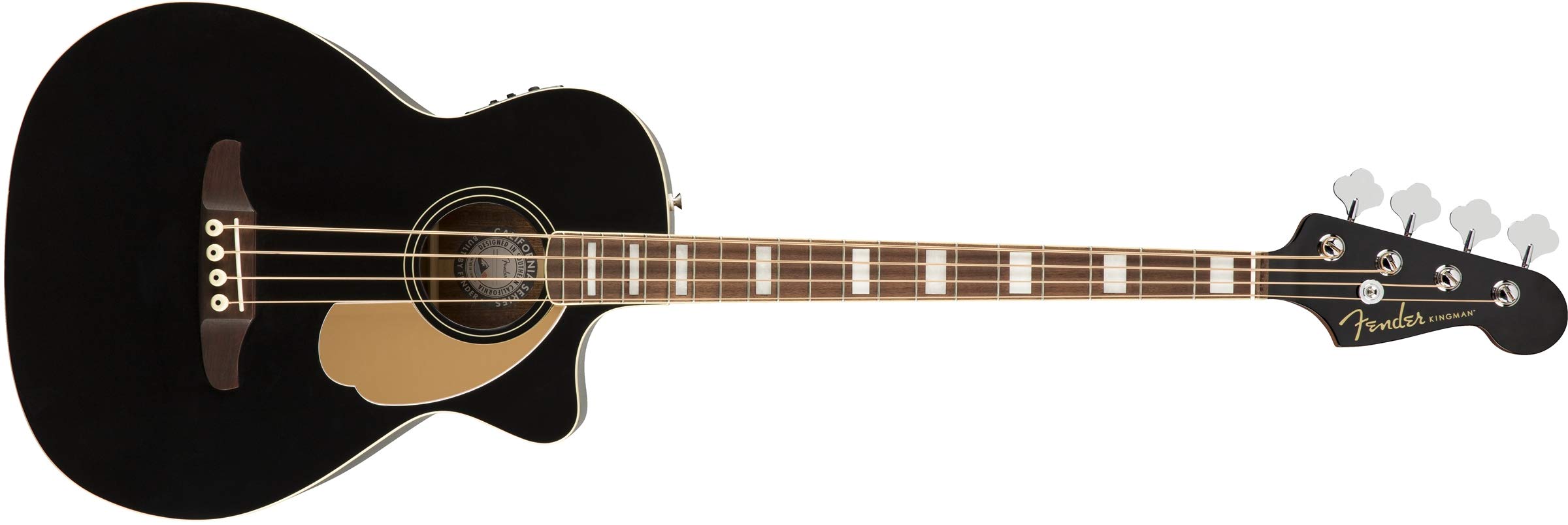 Fender Kingman アコースティック ベース ギター (V2) - ブラック - バッグ付き - ウ...
