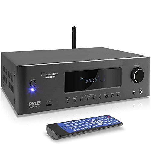  Pyle 1000W Bluetooth ホームシアターレシーバー - 4K Ultra HD、3D ビデオおよび Blu-Ray ビデオパススルーサポート付き 5.2 チャンネルサラウンドサウンドステ...