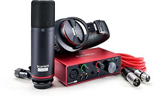  Focusrite Scarlett Solo Studio 第 3 世代 USB オーディオ インターフェイス バンドル。ギタリスト、ボーカリスト、プロデューサー向け。録音、ソングライ...
