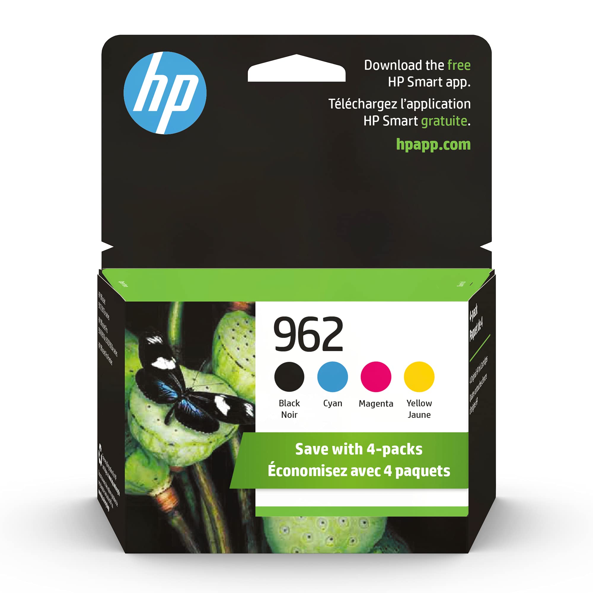  HP オリジナル 962 ブラック、シアン、マゼンタ、イエロー インク カートリッジ (4 パック) | OfficeJet 9010 シリーズ、OfficeJet Pro 9010、9020 シリーズで動作...