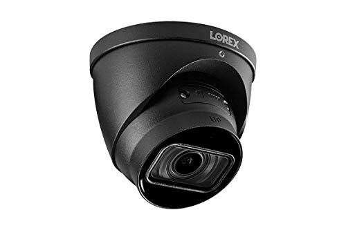 Lorex LNE9282B 8MP 4K 4X 電動バリフォーカルドームカメラ、リアルタイム 30FPS 録画および内蔵マイク付きスマートモーション検出