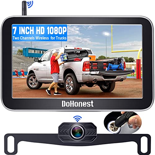  Dohonest 7インチモニターシステム付きトラックカーピックアップキャンピングカーバン用ワイヤレスバックアップカメラ、HD 1080P Bluetoothバックアップ...