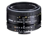 Nikon AF FX NIKKOR 50mm f / 1.8Dプライムレンズ、手動絞り制御付き