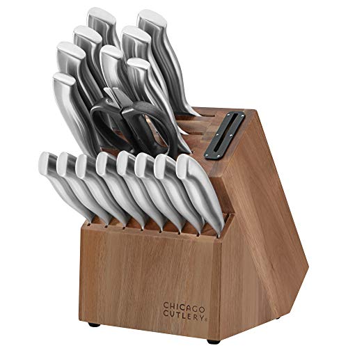 Chicago Cutlery 記章ガイド付きグリップ18ピースナイフセットブロック付き