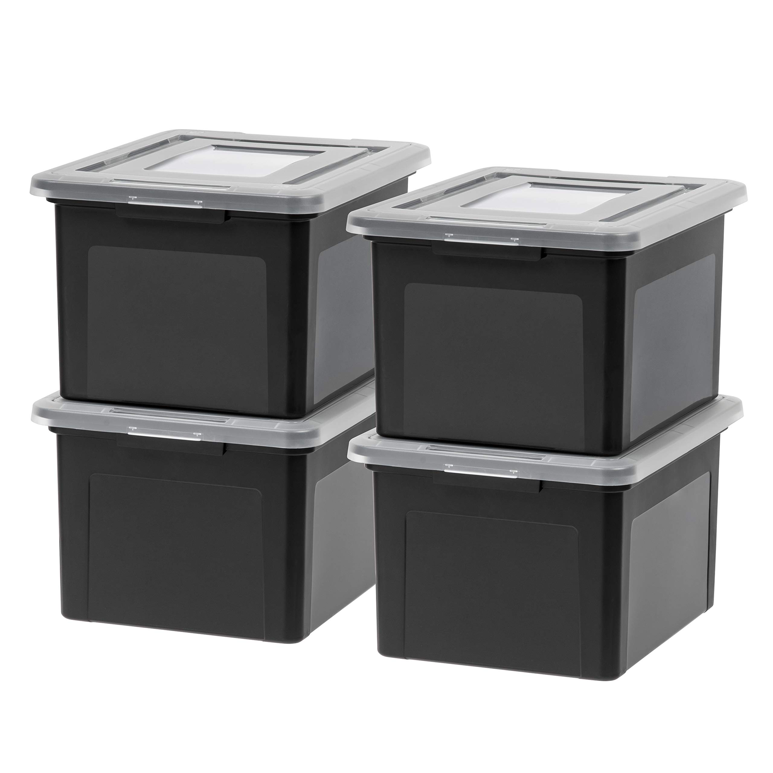 IRIS USA, Inc. IRIS USA レター & リーガル サイズ プラスチック製収納箱トート整理ファイルボックス 安全なラッチバックル蓋付き