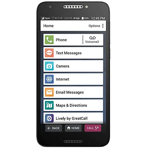 GreatCall Jitterbug Smart2 契約不要のシニア向け使いやすいスマートフォン、ブラック
