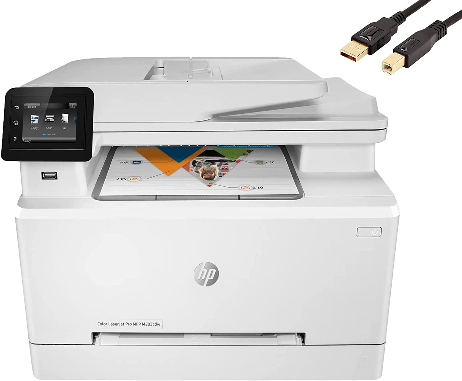  HP Color Laserjet Pro M283cdw ワイヤレスオールインワンレーザープリンター、260 枚、22ppm、600x600DPI、自動両面印刷、リモートモバイル印刷、プリントスキ...