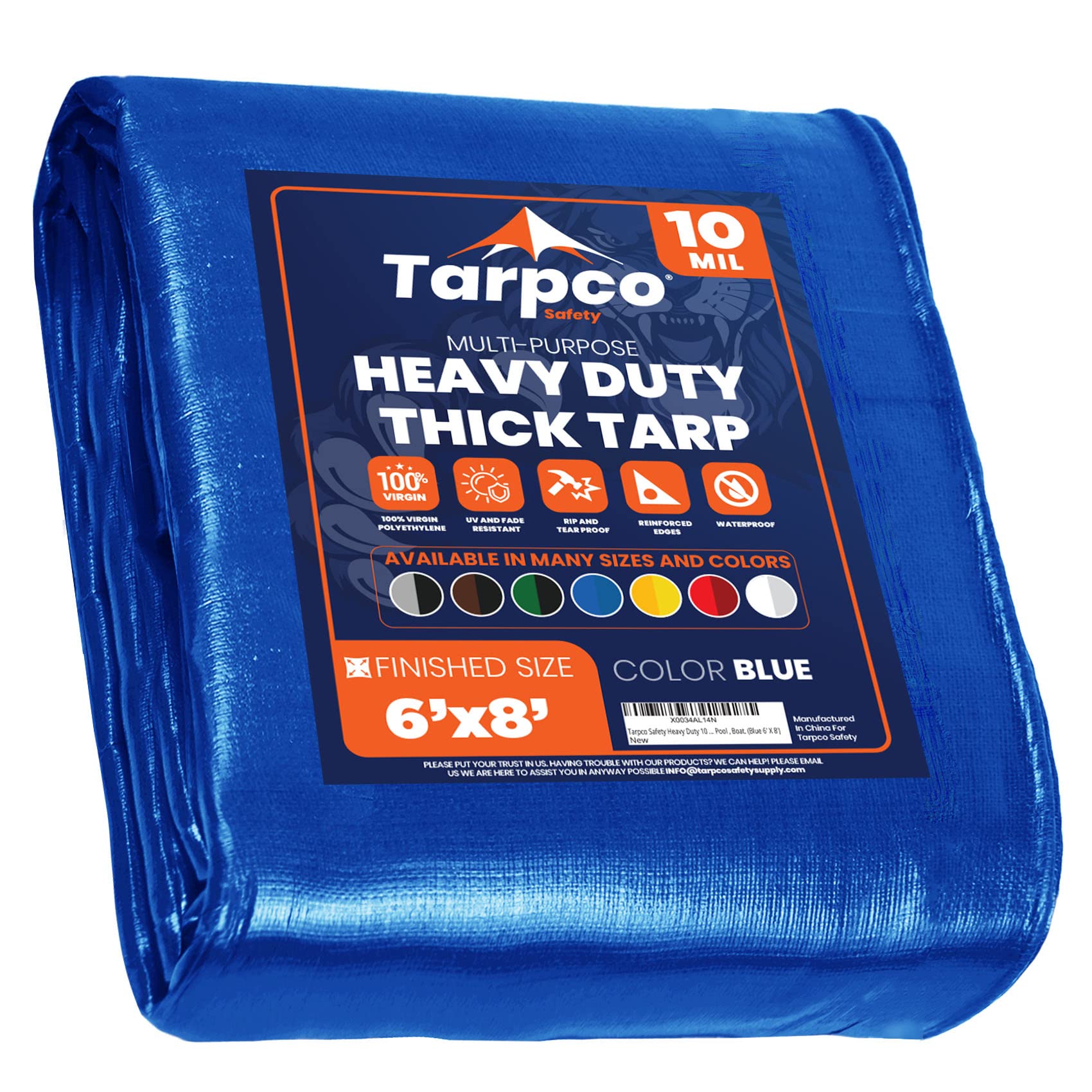 Tarpco Safety 耐久性の高いタープカバー、防水、耐紫外線、引き裂き防止、エッジが強化されたポリター...
