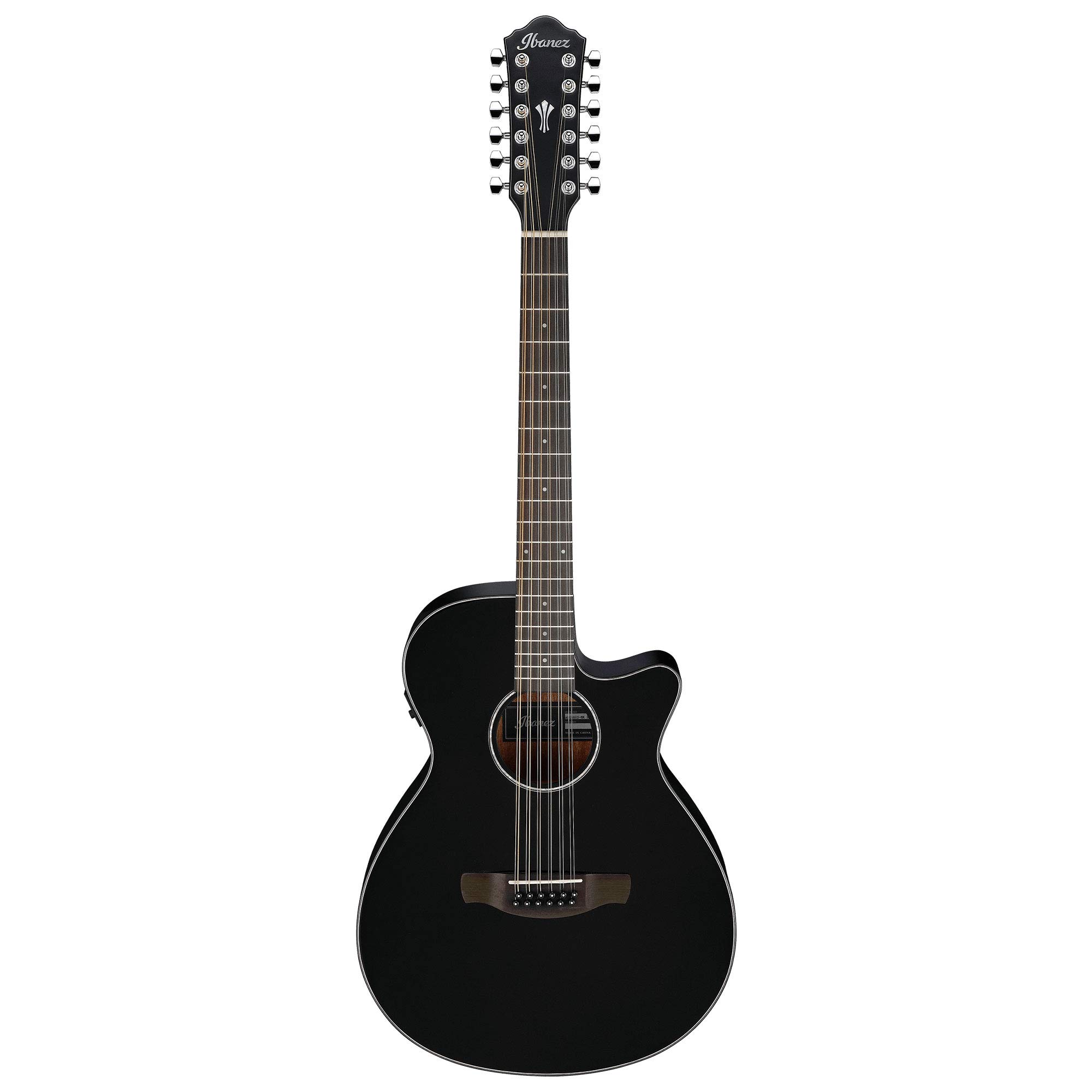 Ibanez AEG5012 AEG シリーズ シングルカッタウェイ 12 弦アコースティックエレクトリックギター、ブラック