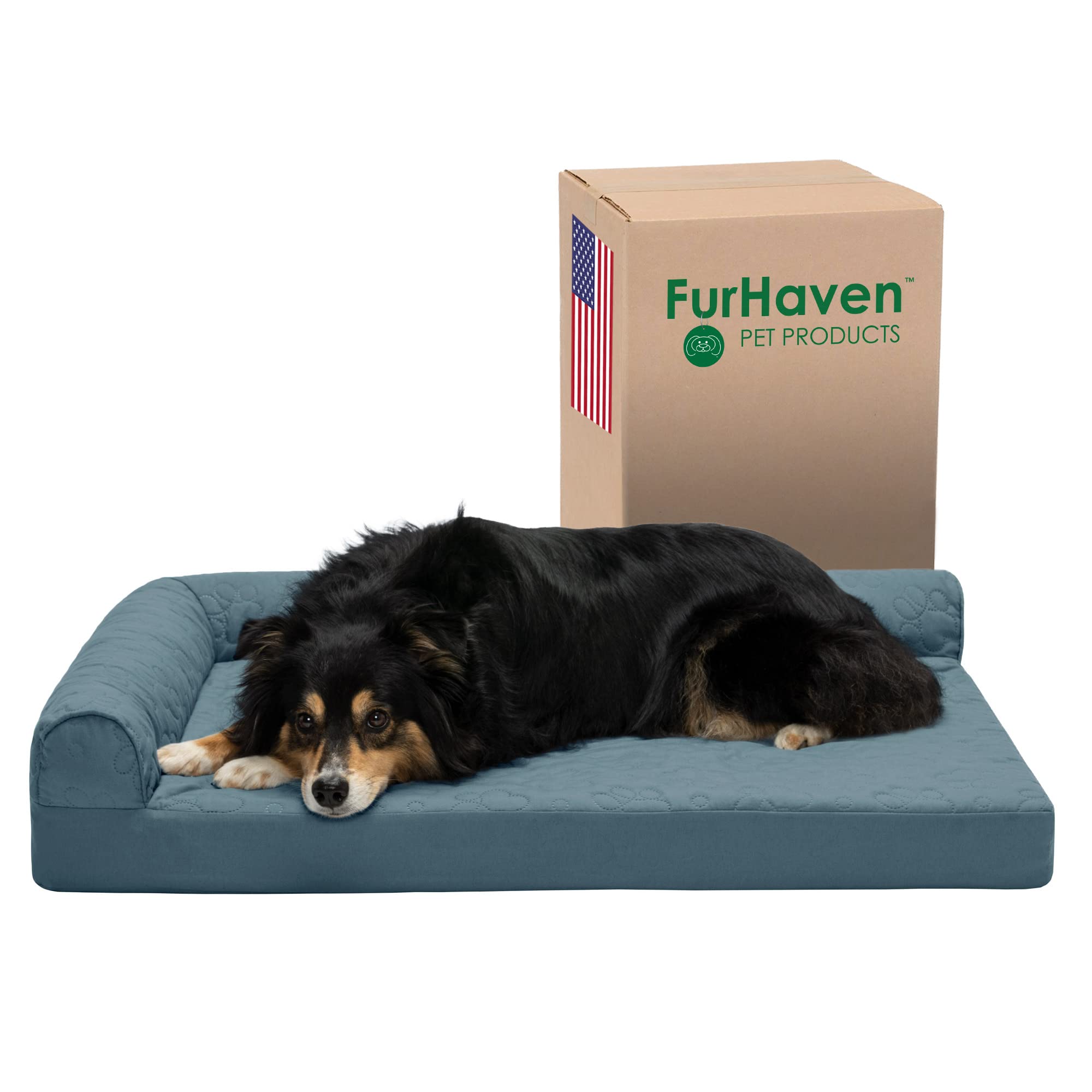 Furhaven 冷却ジェル犬用ベッド 大型/中型犬用 取り外し可能なボルスターと洗えるカバー付き 55ポンド...