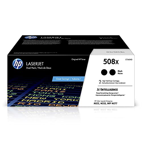 HP オリジナル 508X ブラック高収量トナー カートリッジ (2 パック) | Color LaserJet Enterprise M552、M553、Color LaserJet Enterprise MFP M577 シリーズで動作 | CF360XD