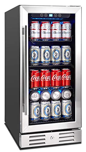 Kalamera 15 フィート 飲料クーラー 96 缶内蔵または自立式タッチ コントロール飲料冷蔵庫、青色の室内ライト付き