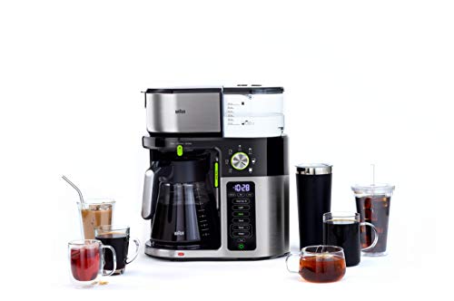 Braun 7 つのプログラム可能な抽出サイズ / 3 つの強さ + アイスコーヒー & お茶用のお湯、ガラスカラフェ (10 カップ)