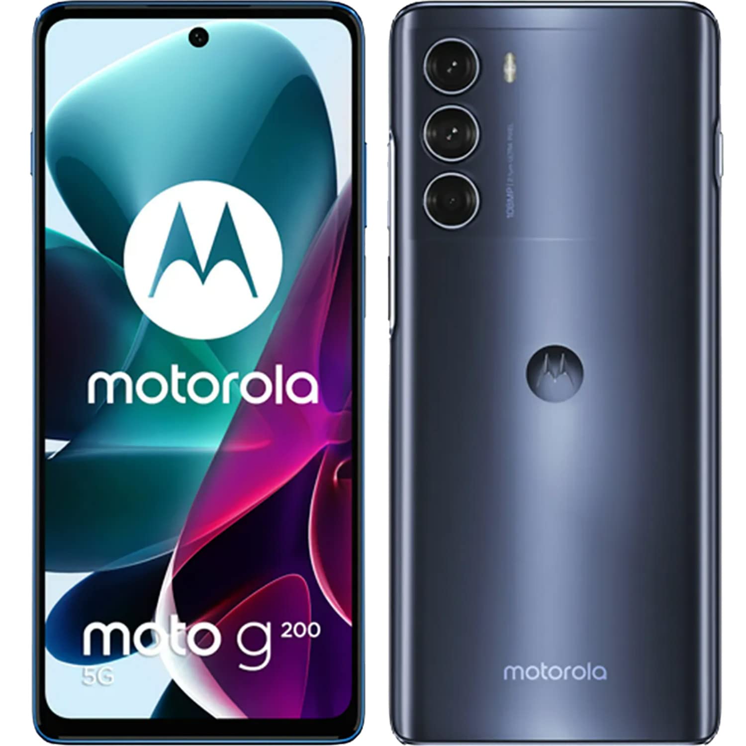  Motorola Moto G200 デュアル SIM 128GB ROM + 8GB RAM (GSM のみ | CDMA なし) 工場出荷時にロック解除された 5G スマートフォン (ステラ ブルー) - インターナショナル...