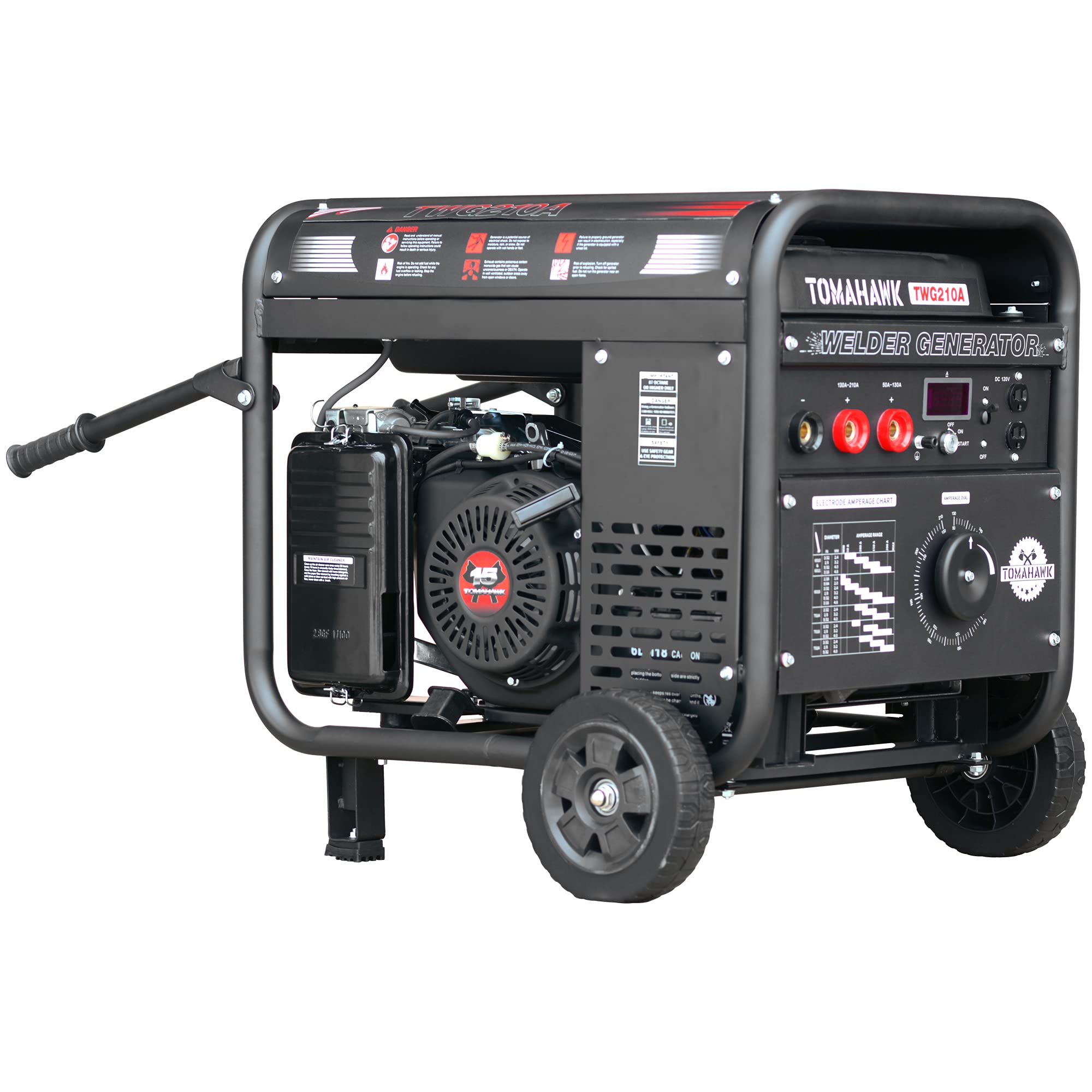 Tomahawk Power TOMAHAWK 15 HP Engine Driven Portable 2,000 Watt Generator with 210 Amp Stick and TIG Welder with Kit