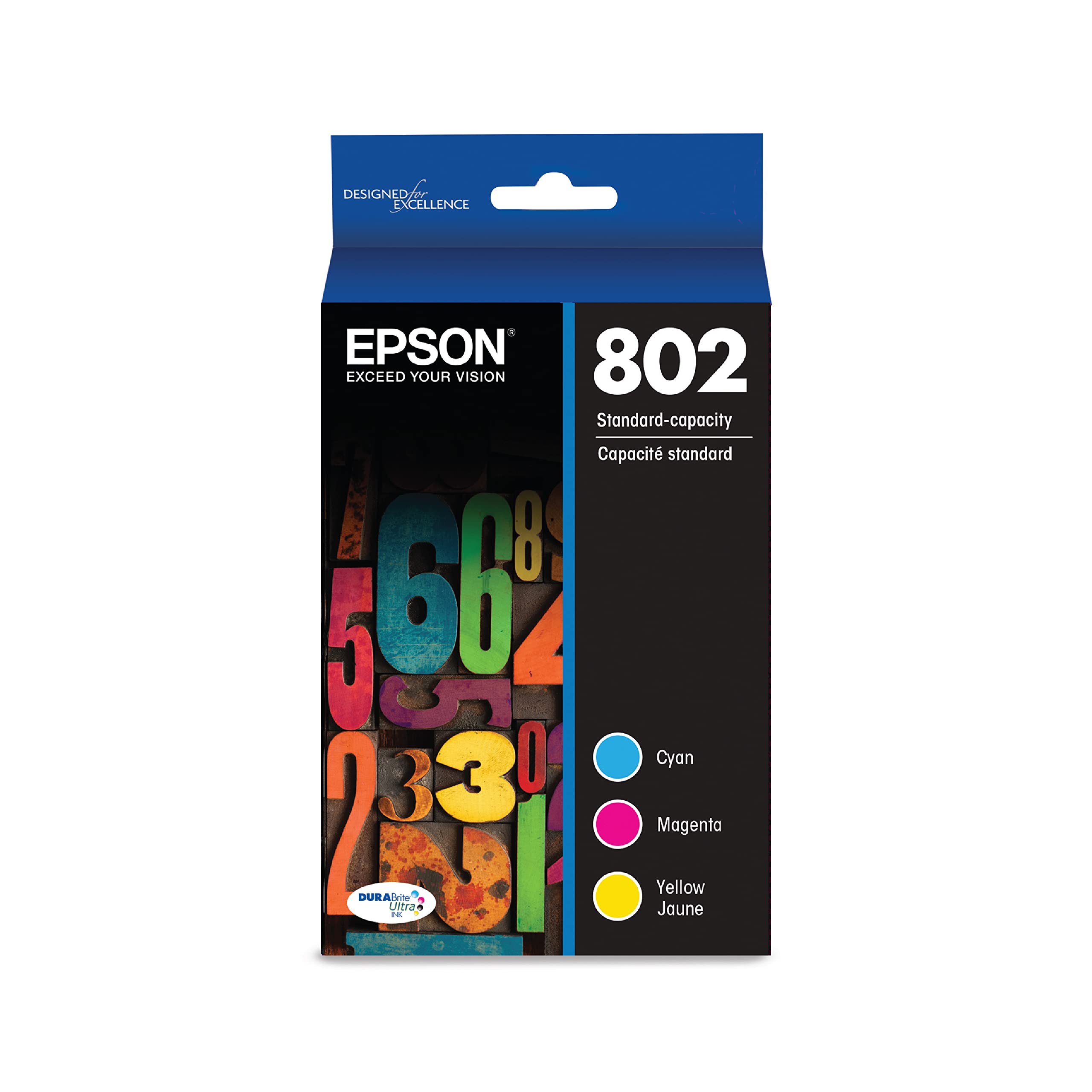 Epson T802 DURABrite Ultra -Ink Standard Capacity Color Combo Pack (T802520-S) 一部の WorkForce Pro プリンター用