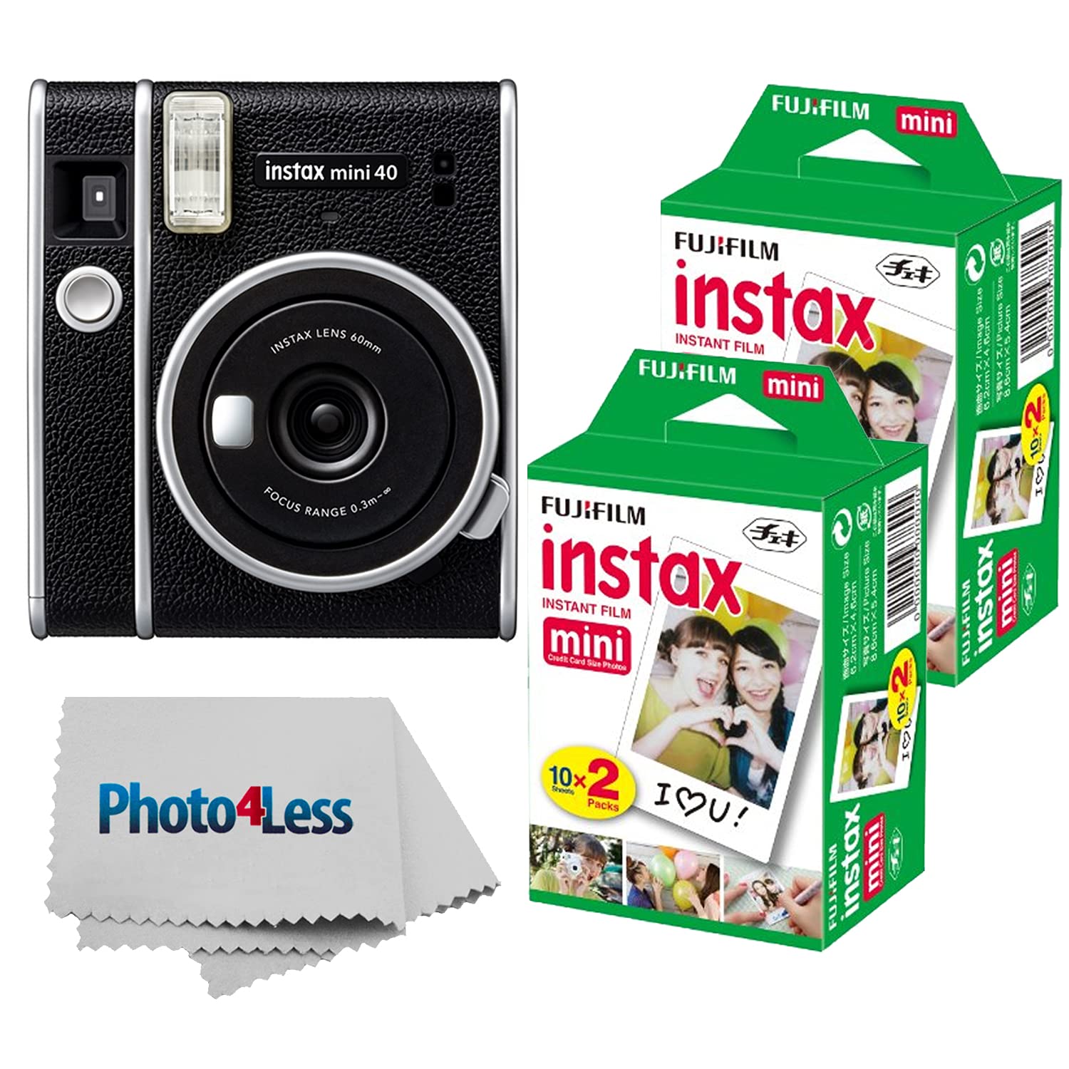  Fujifilm Instax Mini 40 インスタント カメラ ブラック+ Instax Mini ツインパック インスタント フィルム 2 パック (合計 40 枚) - インスタント カメラのお得...