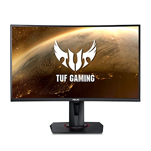  Asus TUF Gaming VG27WQ 27 曲面モニター、1440P WQHD (2560 x 1440)、165Hz、アダプティブ同期、Freesync プレミアム、超低モーションブラー (ELMB)、1ms、400 nit、DisplayHDR...