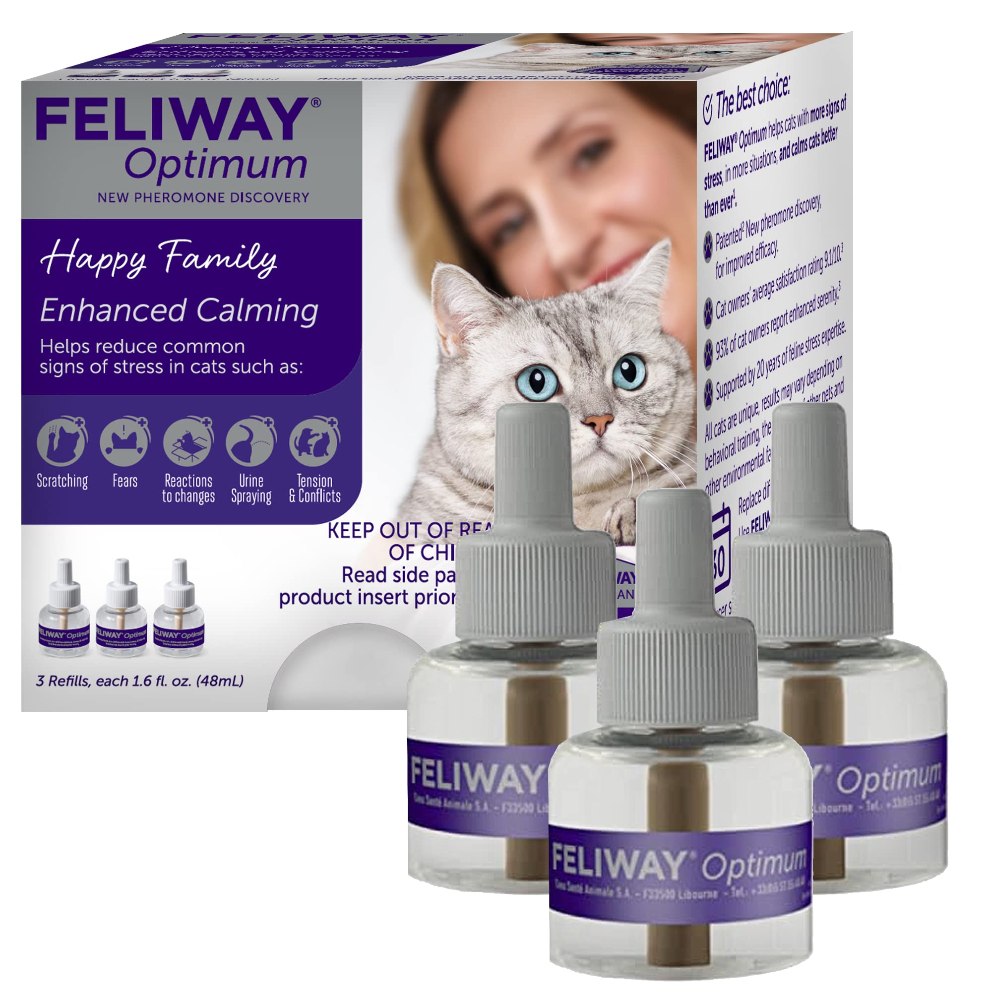 FELIWAY Optimum Cat、強化鎮静フェロモン ディフューザー、30 日分詰め替え